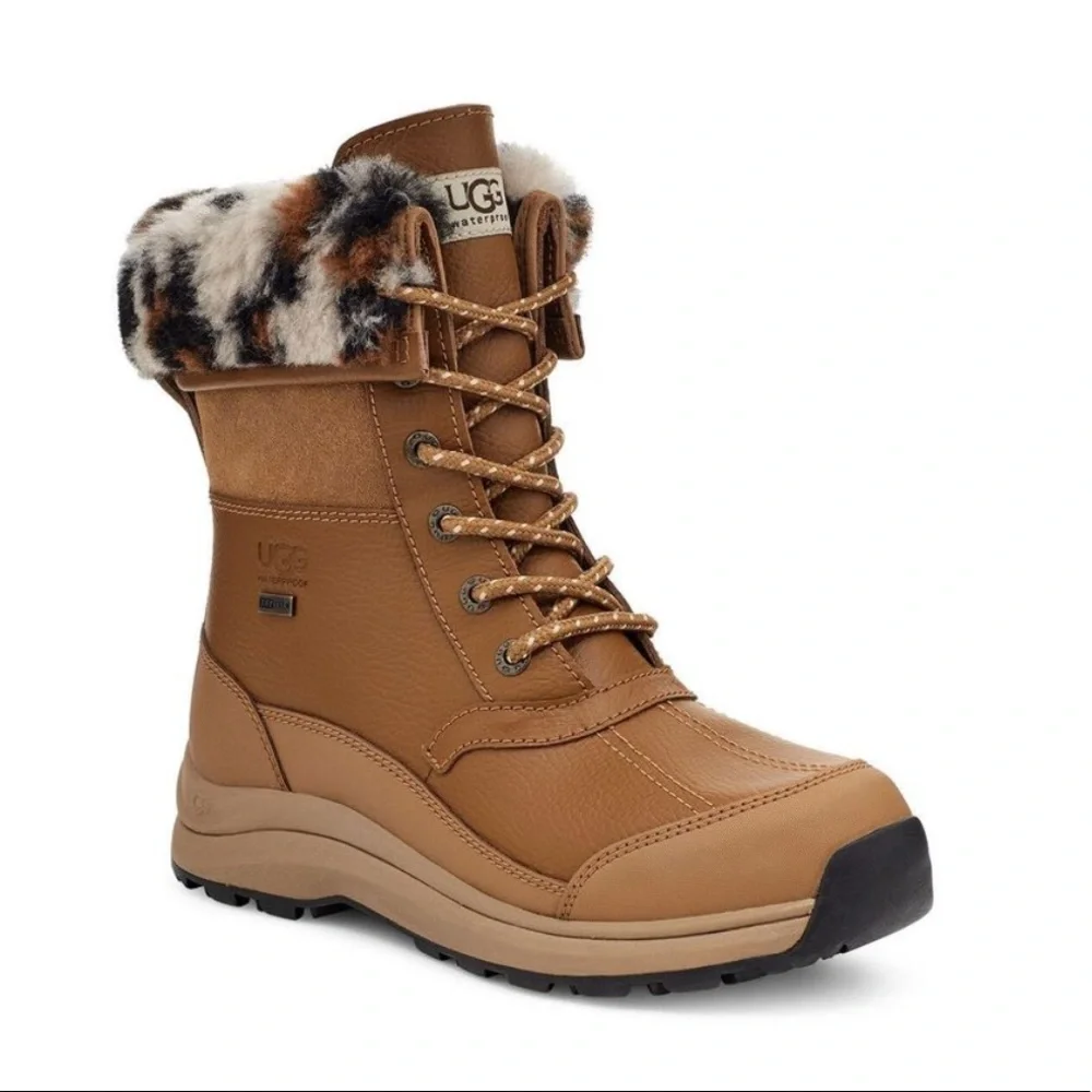 UGG | Zaylee Leopard Snow Boots Chestnut Brown NEW - Picture 1 of 11